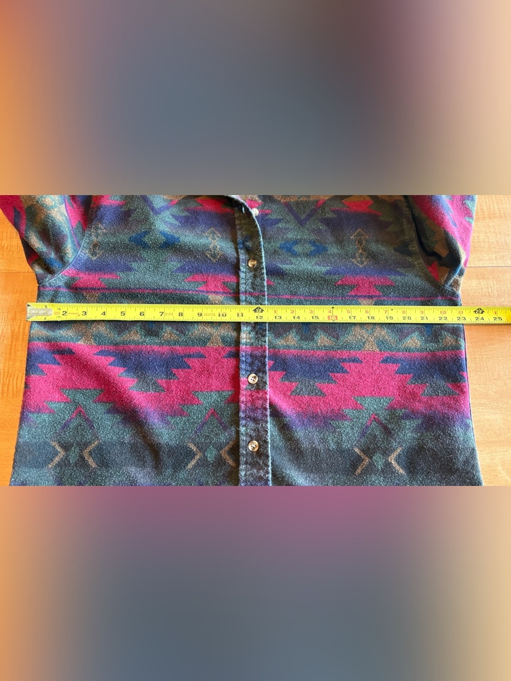 Vintage Cabela’s 100% Cotton Aztec Button-up Flannel Shirt (no size tag) - Picture 5 of 6